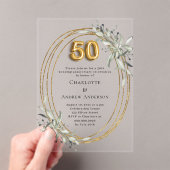 Invitations En Acrylique 50e anniversaire mariage or vert clair (In situ (ordinateur de poche))