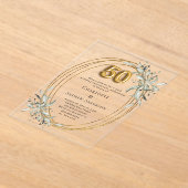 Invitations En Acrylique 50e anniversaire mariage or vert clair (Poser)