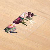 Invitations En Acrylique 50e anniversaire Moody moderne Bourgogne Blush Flo (Poser)