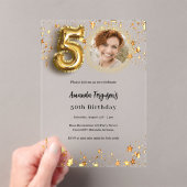 Invitations En Acrylique 50e anniversaire or photo étoiles clair (In situ (ordinateur de poche))