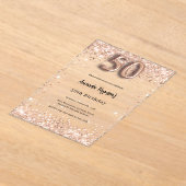 Invitations En Acrylique 50e anniversaire rose or clair fête (Poser)