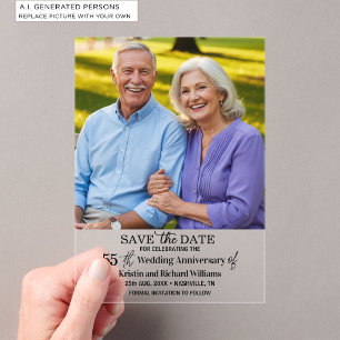 Invitations En Acrylique 55e Anniversaire de Mariage Enregistrez la Date Ph