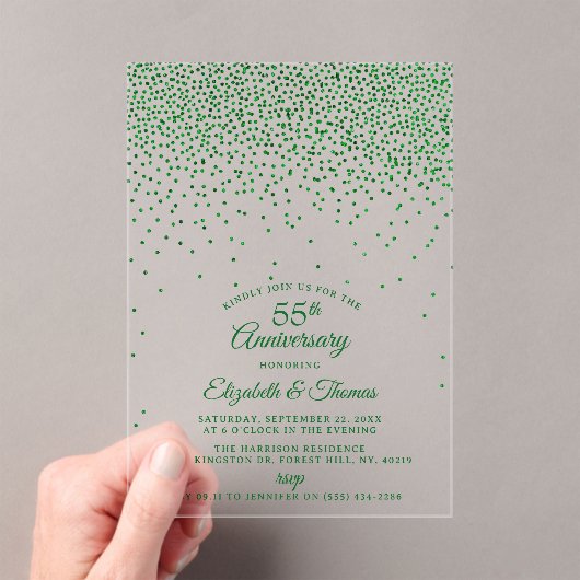 Invitations En Acrylique 55e anniversaire du Mariage émeraude (In situ (ordinateur de poche))