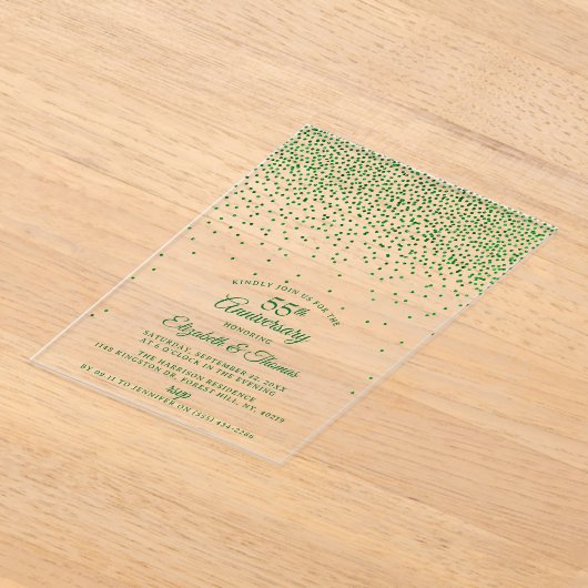 Invitations En Acrylique 55e anniversaire du Mariage émeraude (Poser)