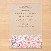 Invitations En Acrylique 55th Birthday Pink Carnation January Birth Flower (Recto)