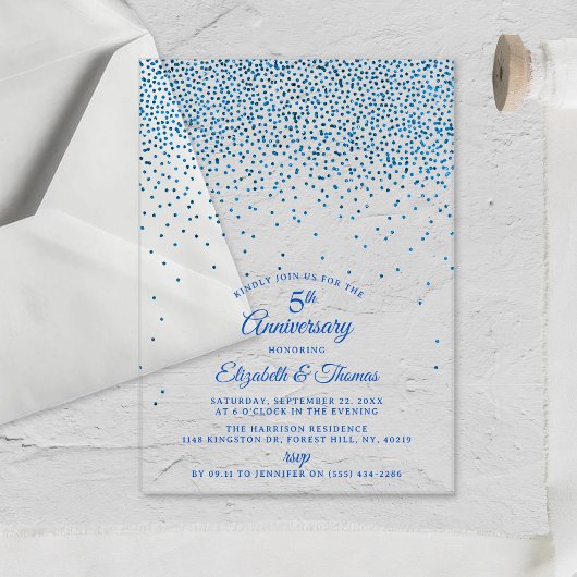 Invitations En Acrylique 5e anniversaire de mariage saphir