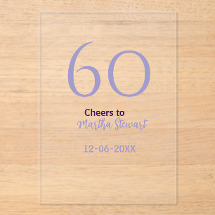 Invitations En Acrylique 60 & fabuleux anniversaire violet nom date style
