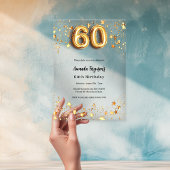 Invitations En Acrylique 60e anniversaire étoile d'or clair