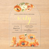 Invitations En Acrylique 60e anniversaire Jardin moderne Orange Fleurs blan (Recto)