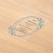 Invitations En Acrylique 60e anniversaire mariage argent vert diamant (Poser)