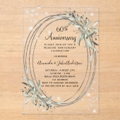 Invitations En Acrylique 60e anniversaire mariage argent vert diamant (Recto)