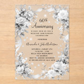 Invitations En Acrylique 60e anniversaire mariage diamant dépoli (Recto)