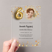 Invitations En Acrylique 60e anniversaire or photo étoiles clair (In situ (ordinateur de poche))