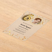 Invitations En Acrylique 60e anniversaire or photo étoiles clair (Poser)