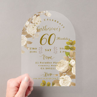 Invitations En Acrylique 60e Anniversaire Rose Garden