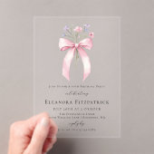 Invitations En Acrylique 60e fête d'anniversaire Pink Coquette Bow Fleur sa (In situ (ordinateur de poche))