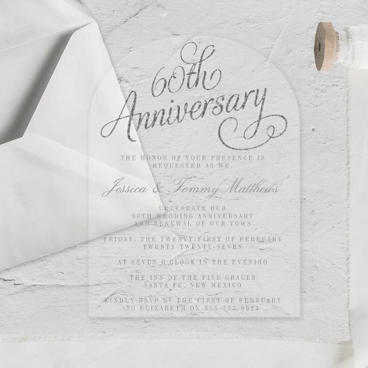 Invitations En Acrylique 60th Diamond Wedding Anniversary