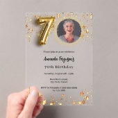 Invitations En Acrylique 70e anniversaire or photo étoiles clair (In situ (ordinateur de poche))