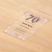 Invitations En Acrylique 70e anniversaire rose or clair fête (Poser)