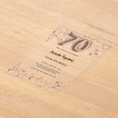 Invitations En Acrylique 70e anniversaire rose or étoiles clair fête (Poser)