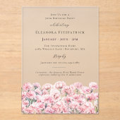 Invitations En Acrylique 70th Birthday Pink Carnation January Birth Flower (Recto)