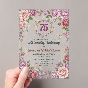 Invitations En Acrylique 75e anniversaire de mariage au saphir bleu