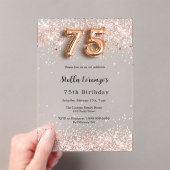 Invitations En Acrylique 75e anniversaire rose confetti d'or clair (In situ (ordinateur de poche))