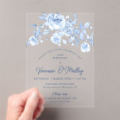 Invitations En Acrylique 75th Birthday Party Dusty Blue Floral (In situ (ordinateur de poche))
