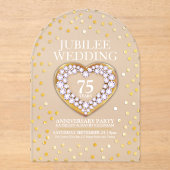 Invitations En Acrylique 75th jubilee wedding anniversary heart  (Recto)