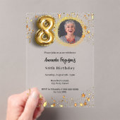 Invitations En Acrylique 80e anniversaire or photo étoiles clair (In situ (ordinateur de poche))