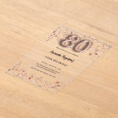 Invitations En Acrylique 80e anniversaire rose or étoiles clair fête (Poser)
