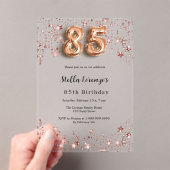 Invitations En Acrylique 85e anniversaire rose or rose étoiles clair (In situ (ordinateur de poche))