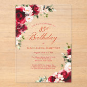 Invitations En Acrylique 85e anniversaire Rose rose rose rose rose rose ros (Recto)