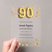 Invitations En Acrylique 90e anniversaire étoiles or clair (In situ (ordinateur de poche))