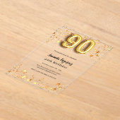 Invitations En Acrylique 90e anniversaire étoiles or clair (Poser)