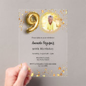 Invitations En Acrylique 90e anniversaire or photo étoiles clair (In situ (ordinateur de poche))
