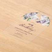 Invitations En Acrylique 90e anniversaire Purple Spring Lilac Arc à fleurs (Poser)