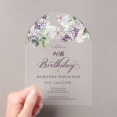 Invitations En Acrylique 90e anniversaire Purple Spring Lilac Arc à fleurs (In situ (ordinateur de poche))
