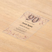 Invitations En Acrylique 90e anniversaire rose or étoiles clair fête (Poser)