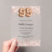 Invitations En Acrylique 95e anniversaire rose confetti d'or clair (In situ (ordinateur de poche))