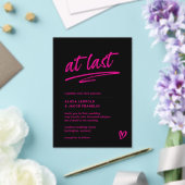 Invitations En Acrylique À Dernier Black Hot rose Typographie Mariage moder (Insitu (Mariage))