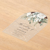 Invitations En Acrylique À feuillage persistant arche élégante neige mariag (Poser)