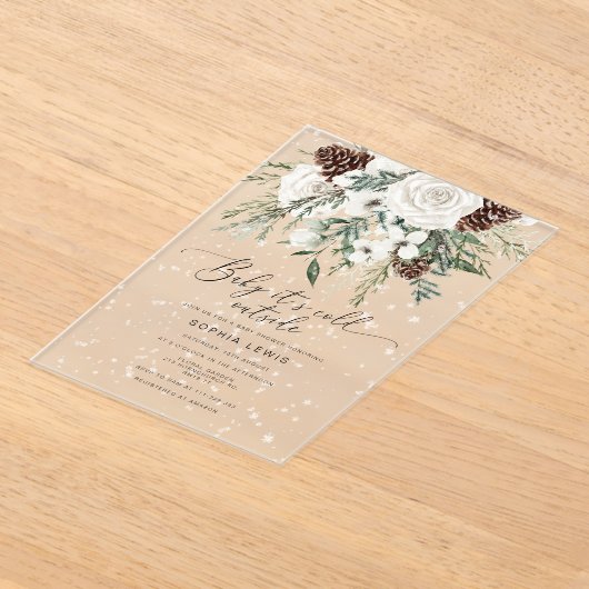 Invitations En Acrylique À feuillage persistant Baby son baby shower extéri (Poser)