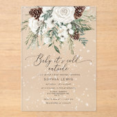 Invitations En Acrylique À feuillage persistant Baby son baby shower extéri (Recto)