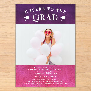 Invitations En Acrylique À la réussite du diplômé Tendance Moderne Photo Ro
