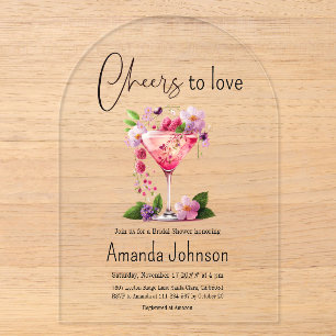 Invitations En Acrylique À l'amour Coup de rose Fleurs Mariage