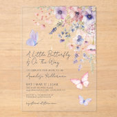 Invitations En Acrylique A Little Butterfly Wildflower Baby Shower (Recto)