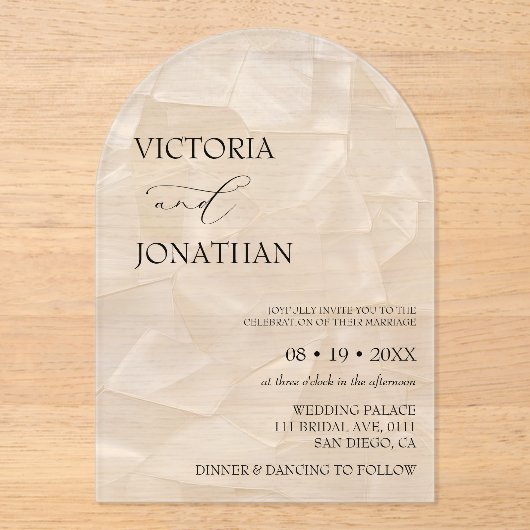 Invitations En Acrylique Abstrait Elegant Simple Mariage (Recto)