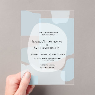 Invitations En Acrylique Abstrait moderne bleu minimaliste Mariage artistiq