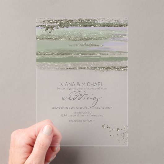 Invitations En Acrylique Abstrait Paint Strokes Mariage V3 ID886 (In situ (ordinateur de poche))